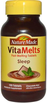 VitaMelts, Sleep, Chocolate Mint, 100 Tablets by Nature Made, 補充劑，褪黑素3毫克，睡覺 HK 香港