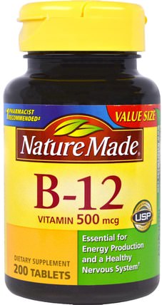 Vitamin B-12, 200 Tablets by Nature Made, 維生素，維生素b，維生素b12 HK 香港