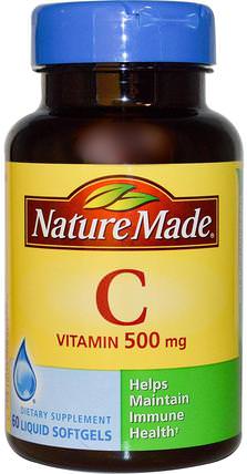 Vitamin C, 500 mg, 60 Liquid Softgels by Nature Made, 維生素，維生素c，維生素c抗壞血酸 HK 香港