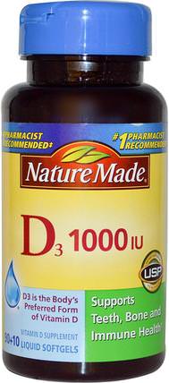 Vitamin D3, 1000 IU, 90 + 10 Liquid Softgels by Nature Made, 維生素，維生素D3 HK 香港