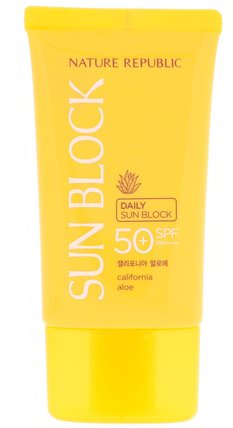 Daily Sun Block, California Aloe, SPF 50 PA++++, 1.92 fl oz (57 ml) by Nature Republic, 美容，面部護理 HK 香港