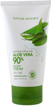 Soothing & Moisture Aloe Vera, 90% Body Cream, 5.07 fl oz (150 ml) by Nature Republic, 沐浴，美容，蘆薈乳液乳液凝膠 HK 香港
