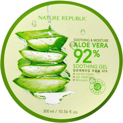 Soothing & Moisture Aloe Vera 92% Soothing Gel, 10.56 fl oz (300 ml) by Nature Republic, 沐浴，美容，蘆薈乳液乳液凝膠 HK 香港