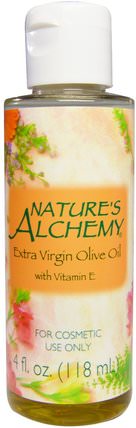 Extra Virgin Olive Oil, With Vitamin E, 4 fl oz (118 ml) by Natures Alchemy, 健康，皮膚，按摩油 HK 香港