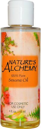 Sesame Oil, 4 fl oz (118 ml) by Natures Alchemy, 健康，皮膚，按摩油 HK 香港