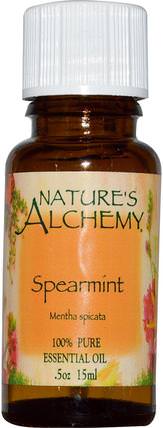 Spearmint, Essential Oil.5 oz (15 ml) by Natures Alchemy, 沐浴，美容，香薰精油，留蘭香油 HK 香港
