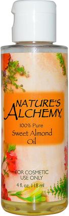Sweet Almond Oil, 4 fl oz (118 ml) by Natures Alchemy, 健康，皮膚，杏仁油外用，按摩油 HK 香港
