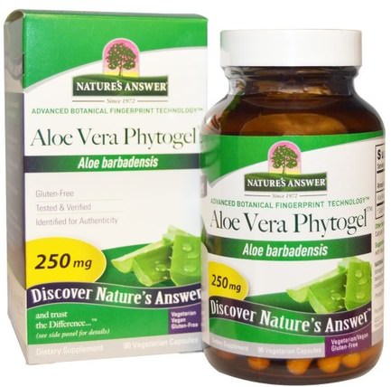 Aloe Vera Phytogel, 250 mg, 90 Vegetarian Capsules by Natures Answer, 補充劑，蘆薈，蘆薈帽凝膠帽 HK 香港
