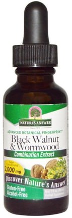 Black Walnut & Wormwood, Alcohol-Free, 2.000 mg, 1 fl oz (30 ml) by Natures Answer, 草藥，黑胡桃 HK 香港