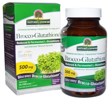 Brocco-Glutathione, 500 mg, 60 Vegetarian Capsules by Natures Answer, 補充劑，西蘭花十字花科 HK 香港