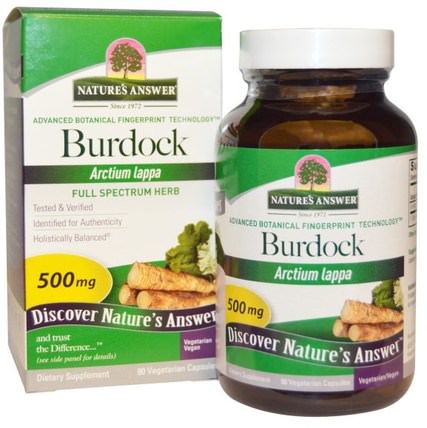 Burdock, Full Spectrum Herb, 500 mg, 90 Vegetarian Capsules by Natures Answer, 草藥，牛蒡根 HK 香港