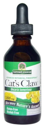 Cats Claw, Alcohol-Free, 1.000 mg, 2 fl oz (60 ml) by Natures Answer, 草藥，貓爪（ua de gato） HK 香港