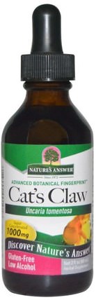 Cats Claw, Low Alcohol, 1000 mg, 2 fl oz (60 ml) by Natures Answer, 草藥，貓爪（ua de gato） HK 香港
