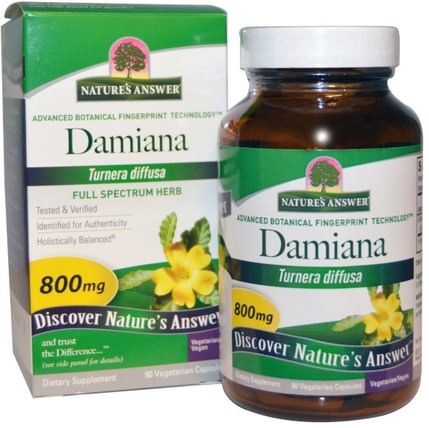 Damiana Leaf, 800 mg, 90 Vegetarian Capsules by Natures Answer, 草藥，達米阿那 HK 香港