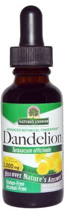 Dandelion, Alcohol Free, 2.000 mg, 1 fl oz (30 ml) by Natures Answer, 草藥，蒲公英根 HK 香港
