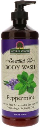 Essential Oil, Body Wash, Peppermint, 16 fl oz (474 ml) by Natures Answer, 洗澡，美容，肥皂 HK 香港