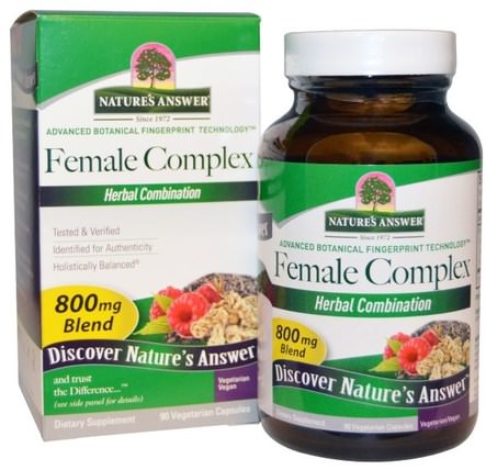 Female Complex, Herbal Combination, 800 mg, 90 Vegetarian Capsules by Natures Answer, 健康，女性，更年期 HK 香港