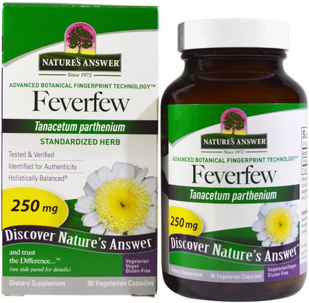 Feverfew, Standardized Herb, 250 mg, 90 Vegetarian Capsules by Natures Answer, 草藥，小白菊 HK 香港