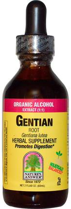 Gentian, 1.000 mg, 2 fl oz (60 ml) by Natures Answer, 草藥，龍膽 HK 香港