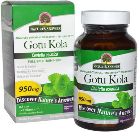 Gotu Kola, 950 mg, 90 Vegetarian Capsules by Natures Answer, 健康，女性，曲張靜脈治療，gotu kola HK 香港