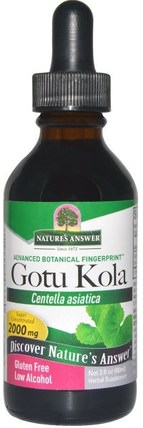 Gotu Kola, Low Organic Alcohol, 2000 mg, 2 fl oz (60 ml) by Natures Answer, 健康，女性，曲張靜脈治療，gotu kola HK 香港