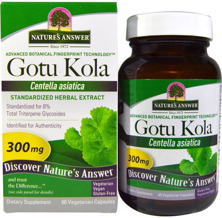 Gotu Kola, Standardized Herbal Extract, 300 mg, 60 Vegetarian Capsules by Natures Answer, 健康，女性，曲張靜脈治療，gotu kola HK 香港
