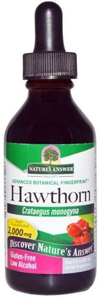 Hawthorn, Low Organic Alcohol, 2.000 mg, 2 fl oz (60 ml) by Natures Answer, 草藥，山楂 HK 香港