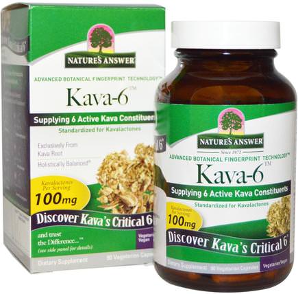 Kava-6, 90 Vegetarian Capsules by Natures Answer, 草藥，卡瓦卡瓦 HK 香港