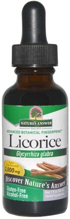 Licorice, Alcohol Free, 2.000 mg, 1 fl oz (30 ml) by Natures Answer, 草藥，甘草根（dgl），adaptogen HK 香港
