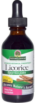 Licorice, Low Alcohol, 2000 mg, 2 fl oz (60 ml) by Natures Answer, 草藥，甘草根（dgl），adaptogen HK 香港