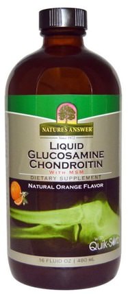 Liquid Glucosamine Chondroitin with MSM, Natural Orange Flavor, 16 fl oz (480 ml) by Natures Answer, 補充劑，氨基葡萄糖軟骨素，氨基葡萄糖和軟骨素液，氨基葡萄糖液 HK 香港