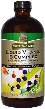 Liquid Vitamin B-Complex, Natural Tangerine Flavor, 16 fl oz (480 ml) by Natures Answer, 維生素，維生素B複合物，維生素B，維生素B液 HK 香港