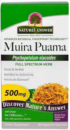 Muira Puama, Ptychopetalum Olacoides, 500 mg, 90 Vegetarian Capsules by Natures Answer, 健康，男人，muira puama marapuama HK 香港