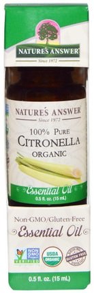 Organic Essential Oil, 100% Pure Citronella, 0.5 fl oz (15 ml) by Natures Answer, 沐浴，美容，香薰精油，香茅油 HK 香港