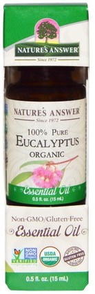 Organic Essential Oil, 100% Pure Eucalyptus, 0.5 fl oz (15 ml) by Natures Answer, 沐浴，美容，香薰精油，桉樹油 HK 香港