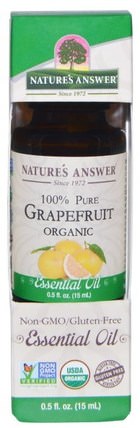 Organic Essential Oil, 100% Pure Grapefruit, 0.5 fl oz (15 ml) by Natures Answer, 沐浴，美容，香薰精油，葡萄柚精油 HK 香港