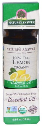 Organic Essential Oil, 100% Pure Lemon, 0.5 fl oz (15 ml) by Natures Answer, 沐浴，美容，香薰精油，檸檬油 HK 香港