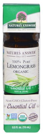 Organic Essential Oil, 100% Pure Lemongrass, 0.5 fl oz (15 ml) by Natures Answer, 沐浴，美容，香薰精油，檸檬草油 HK 香港