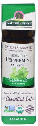Organic Essential Oil, 100% Pure Peppermint, 0.5 fl oz (15 ml) by Natures Answer, 沐浴，美容，香薰精油，薄荷油 HK 香港