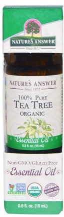 Organic Essential Oil, 100% Pure Tea Tree, 0.5 fl oz (15 ml) by Natures Answer, 沐浴，美容，香薰精油，茶樹精油 HK 香港