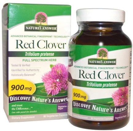 Red Clover, 900 mg, 90 Vegetarian Capsules by Natures Answer, 草藥，紅三葉草 HK 香港