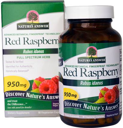 Red Raspberry, Rubus Idaeus, 950 mg, 90 Vegetarian Capsules by Natures Answer, 草藥，紅樹莓 HK 香港