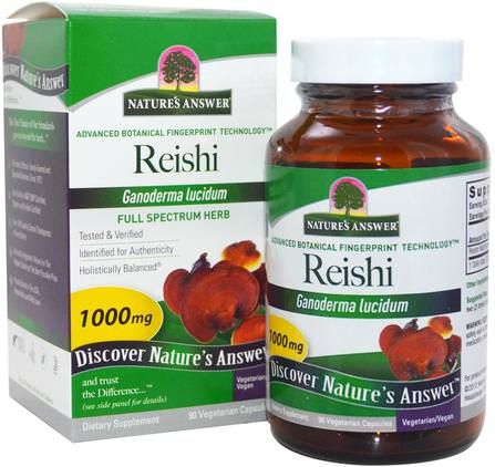 Reishi, 1000 mg, 90 Vegetarian Capsules by Natures Answer, 補充劑，藥用蘑菇，靈芝蘑菇，蘑菇膠囊 HK 香港
