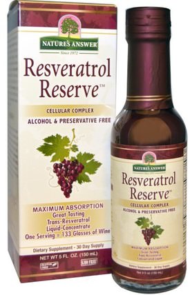 Resveratrol Reserve, Cellular Complex, 5 fl oz (150 ml) by Natures Answer, 補充劑，白藜蘆醇 HK 香港