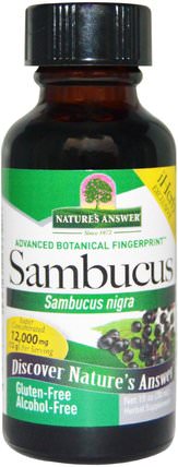 Sambucus, Alcohol-Free, 12.000 mg, 1 fl oz (30 ml) by Natures Answer, 健康，感冒流感和病毒，接骨木（接骨木） HK 香港