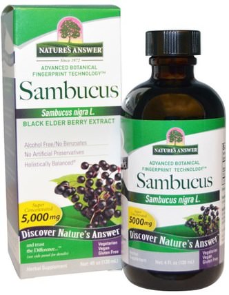 Sambucus, Black Elder Berry Extract, 5.000 mg, 4 fl oz (120 ml) by Natures Answer, 健康，感冒流感和病毒，接骨木（接骨木） HK 香港
