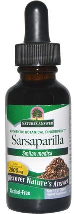 Sarsaparilla, Alcohol-Free, 2000 mg, 1 fl oz (30 ml) by Natures Answer, 草藥，sarsaparilla提取物smilax HK 香港
