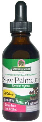 Saw Palmetto, Low Organic Alcohol, 2000 mg, 2 fl oz (60 ml) by Natures Answer, 健康，男人 HK 香港