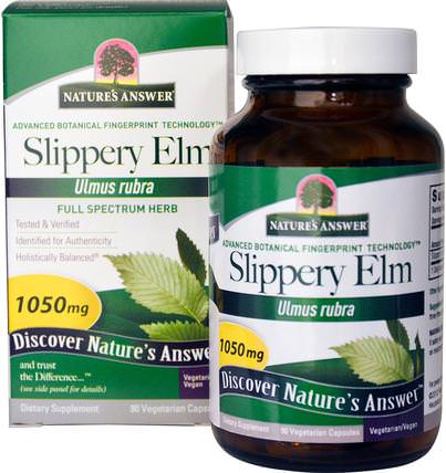 Slippery Elm, Ulmus Rubra, 1050 mg, 90 Vegetarian Capsules by Natures Answer, 草藥，滑榆樹 HK 香港