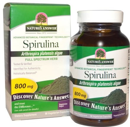 Spirulina, 800 mg, 90 Vegetarian Capsules by Natures Answer, 補充劑，螺旋藻 HK 香港